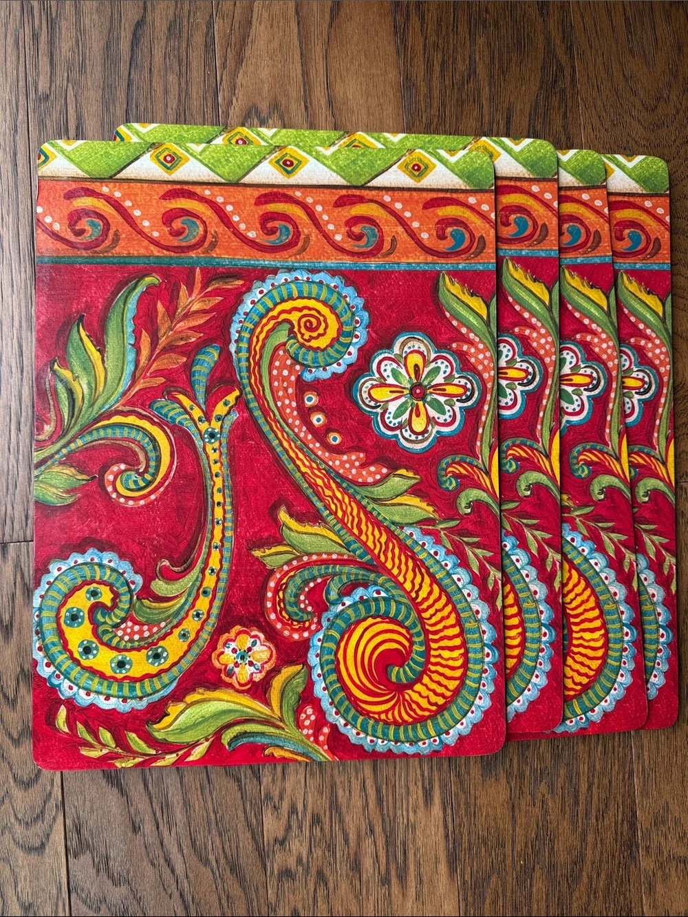 Vibrant Red Paisley Placemat Set of 4